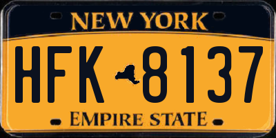 NY license plate HFK8137