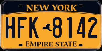 NY license plate HFK8142