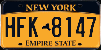 NY license plate HFK8147