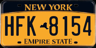 NY license plate HFK8154