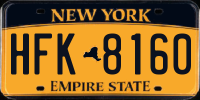 NY license plate HFK8160