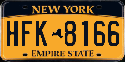 NY license plate HFK8166