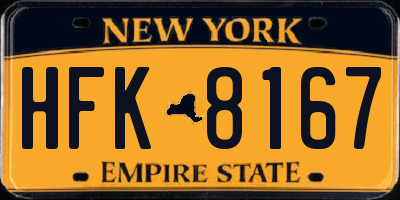 NY license plate HFK8167