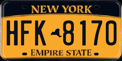 NY license plate HFK8170