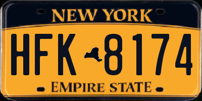 NY license plate HFK8174