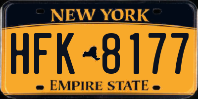 NY license plate HFK8177