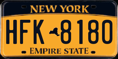 NY license plate HFK8180