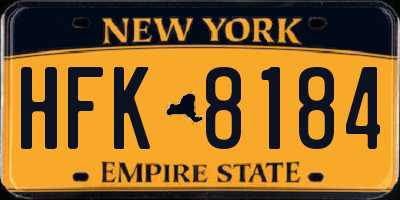 NY license plate HFK8184