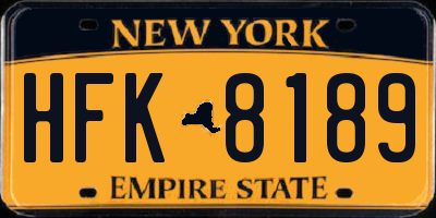 NY license plate HFK8189