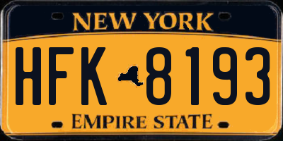NY license plate HFK8193