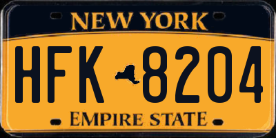 NY license plate HFK8204