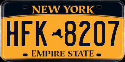 NY license plate HFK8207