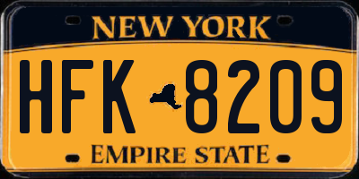 NY license plate HFK8209