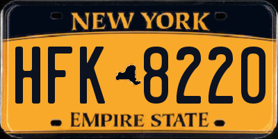 NY license plate HFK8220