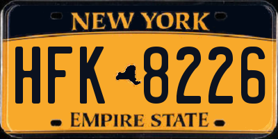 NY license plate HFK8226