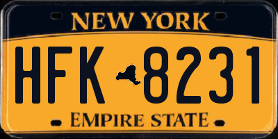 NY license plate HFK8231