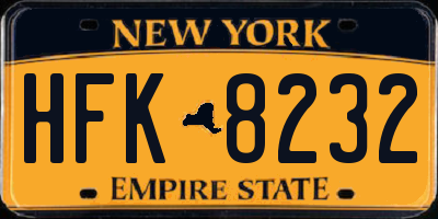NY license plate HFK8232