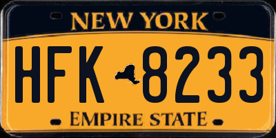 NY license plate HFK8233