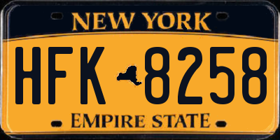 NY license plate HFK8258