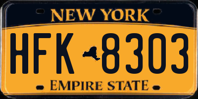 NY license plate HFK8303