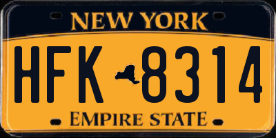 NY license plate HFK8314