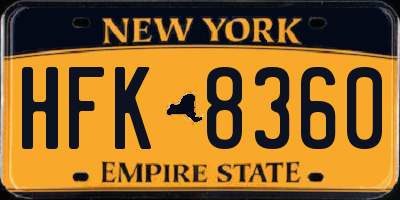 NY license plate HFK8360
