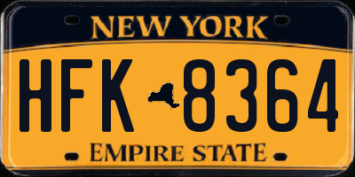 NY license plate HFK8364