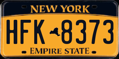 NY license plate HFK8373