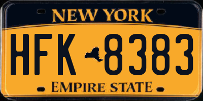 NY license plate HFK8383