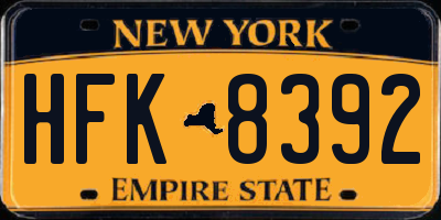 NY license plate HFK8392