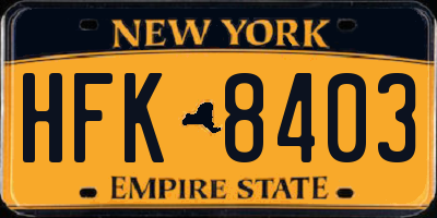 NY license plate HFK8403