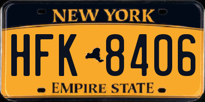NY license plate HFK8406