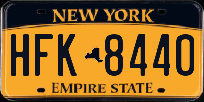 NY license plate HFK8440