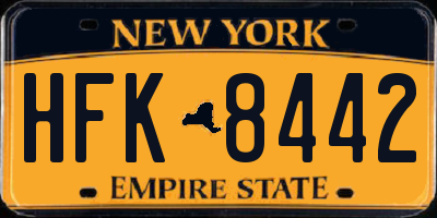 NY license plate HFK8442