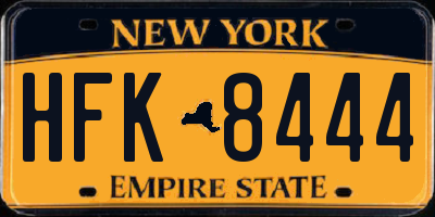 NY license plate HFK8444