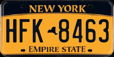 NY license plate HFK8463