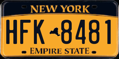 NY license plate HFK8481