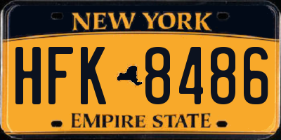 NY license plate HFK8486