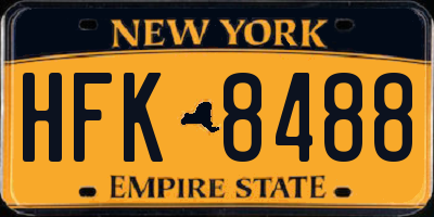 NY license plate HFK8488