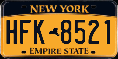 NY license plate HFK8521