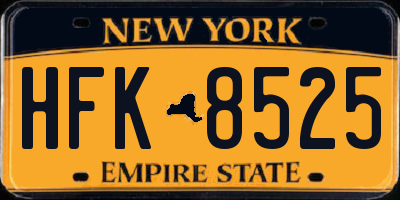 NY license plate HFK8525