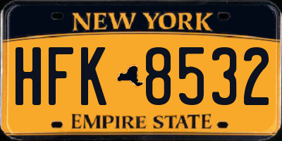 NY license plate HFK8532