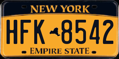 NY license plate HFK8542