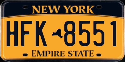 NY license plate HFK8551