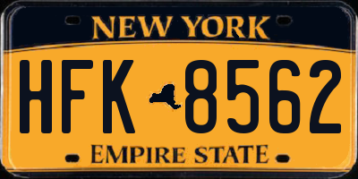 NY license plate HFK8562
