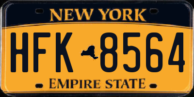 NY license plate HFK8564