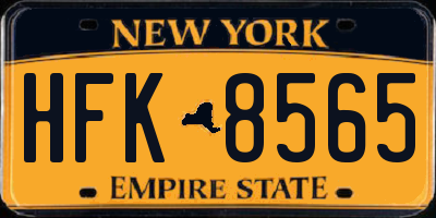 NY license plate HFK8565