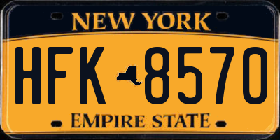 NY license plate HFK8570