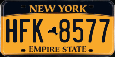 NY license plate HFK8577