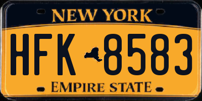 NY license plate HFK8583